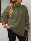 Zip-Up Dropped Shoulder Sweatshirt (Multiple Colors)