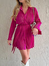 Tied Button Up Long Sleeve Dress (Multiple Colors)