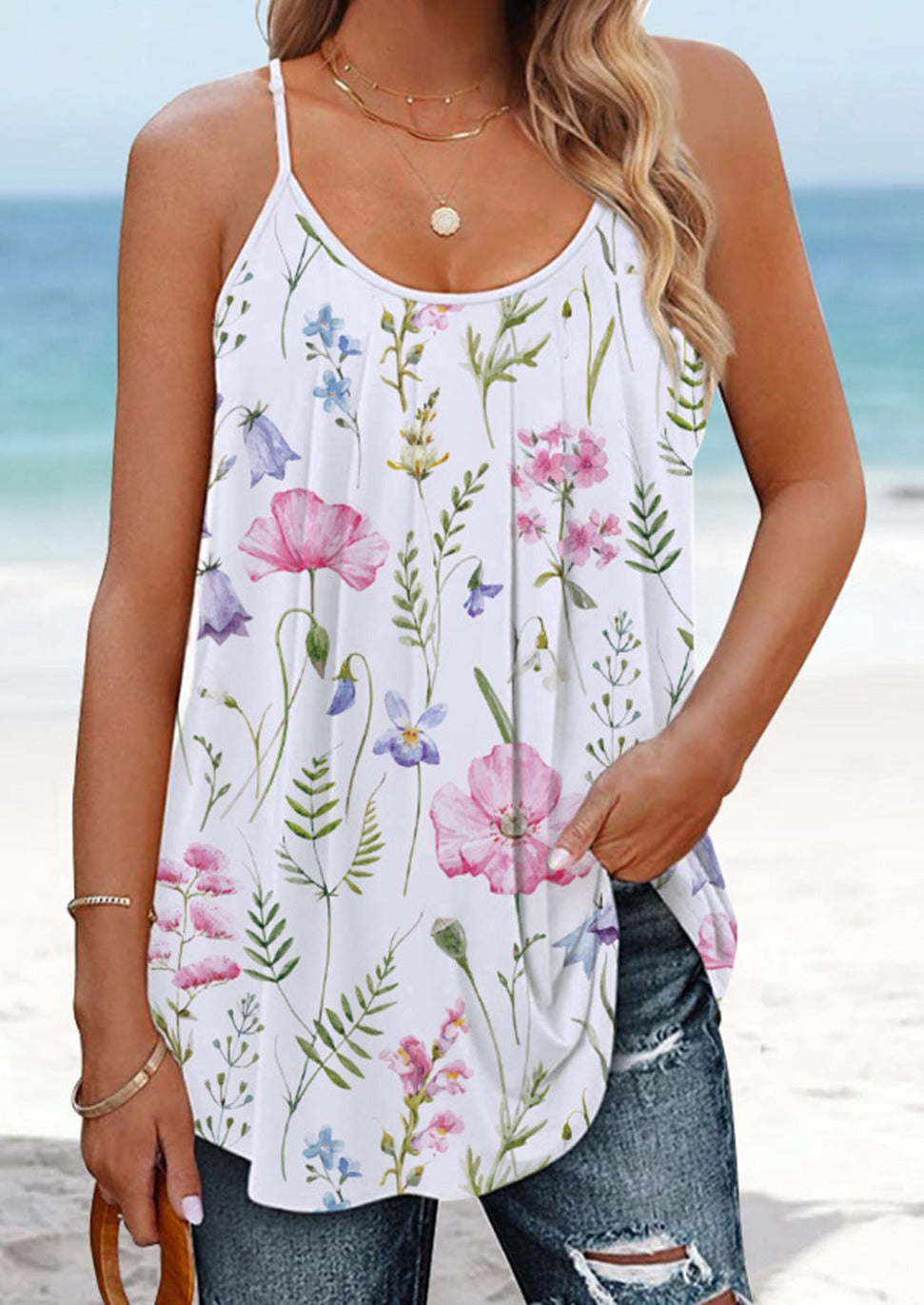 Printed Scoop Neck Cami (Multiple Colors)