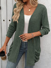 Open Front Long Sleeve Ribbed Cardigan (Multiple Colors)