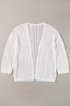 Openwork Open Front Dropped Shoulder Cardigan (Multiple Colors)