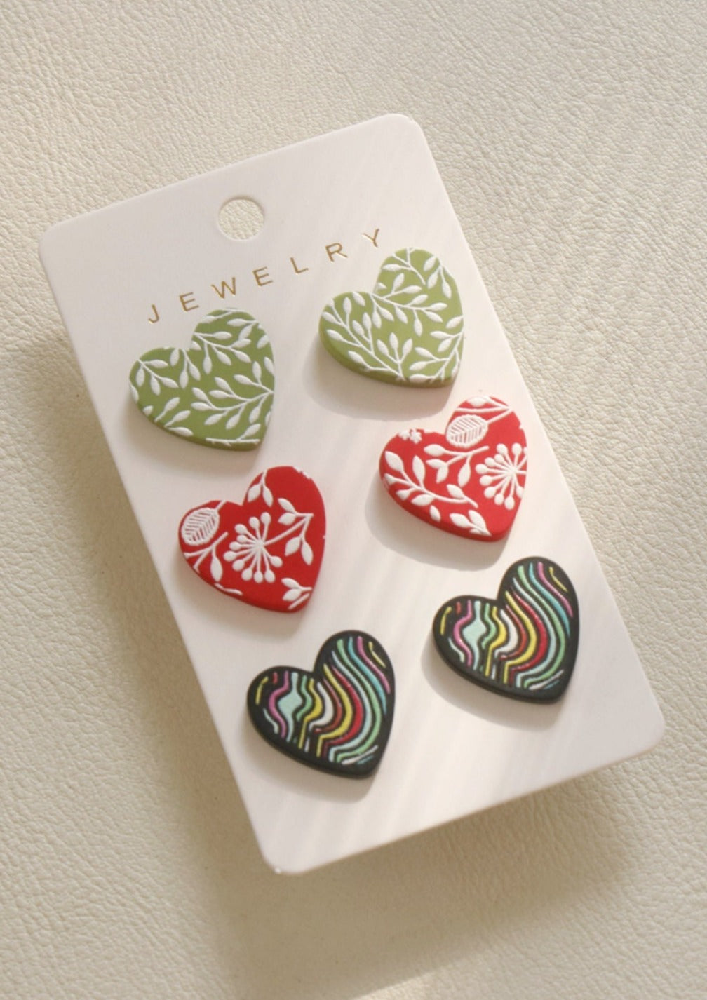 3 Piece Acrylic Heart Stud Earrings (Multiple Colors)