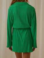 Tied Button Up Long Sleeve Dress (Multiple Colors)