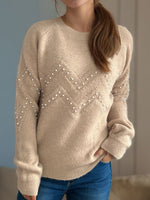 Pearl Trim Round Neck Raglan Sleeve Sweater