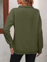 Zip-Up Dropped Shoulder Sweatshirt (Multiple Colors)