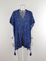 Cutout V-Neck Cover-Up with Tassel (Multiple Colors)