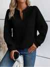 Notched Long Sleeve Sweatshirt (Multiple Colors)