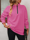 Zip-Up Dropped Shoulder Sweatshirt (Multiple Colors)