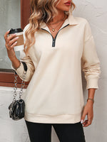 Zip-Up Dropped Shoulder Sweatshirt (Multiple Colors)