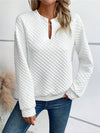 Notched Long Sleeve Sweatshirt (Multiple Colors)