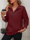 Zip-Up Dropped Shoulder Sweatshirt (Multiple Colors)