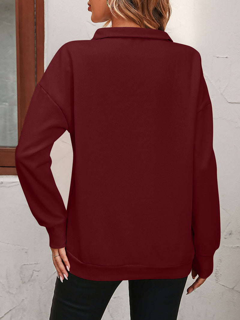 Zip-Up Dropped Shoulder Sweatshirt (Multiple Colors)