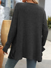 Open Front Long Sleeve Ribbed Cardigan (Multiple Colors)