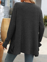 Open Front Long Sleeve Ribbed Cardigan (Multiple Colors)