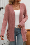 Open Front Long Sleeve Ribbed Cardigan (Multiple Colors)