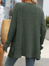 Open Front Long Sleeve Ribbed Cardigan (Multiple Colors)