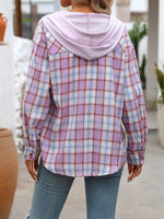 Plaid Long Sleeve Hooded Jacket (Multiple Colors)