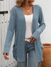 Open Front Long Sleeve Ribbed Cardigan (Multiple Colors)