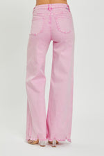RISEN High Rise Wide Leg Jeans in Pink