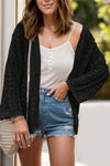 Openwork Open Front Dropped Shoulder Cardigan (Multiple Colors)