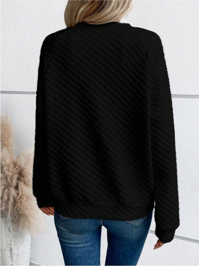 Notched Long Sleeve Sweatshirt (Multiple Colors)