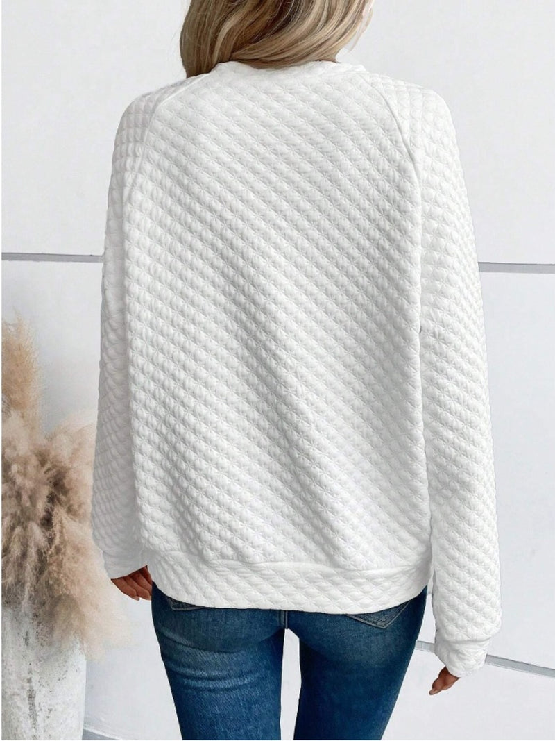 Notched Long Sleeve Sweatshirt (Multiple Colors)