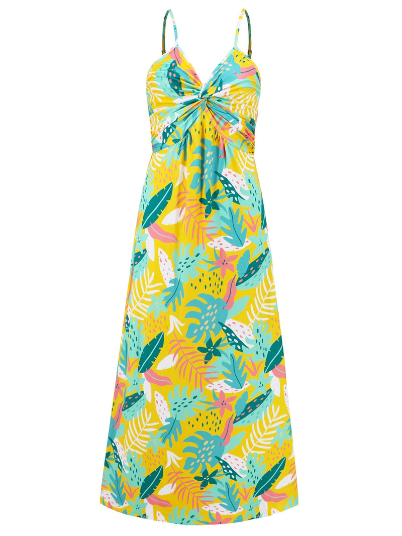 Twisted Printed V-Neck Cami Dress (Multiple Colors)