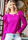 Hot Pink Puff Sleeve Blouse