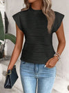 Mock Neck Cap Sleeve T-Shirt (Multiple Colors)