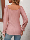 Tie Front V-Neck Puff Sleeve Blouse (Multiple Colors)