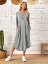 Pocketed Round Neck Long Sleeve Tee Dress (Multiple Colors)