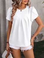Ruched Petal Sleeve Blouse (Multiple Colors)