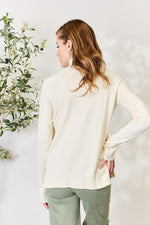 Ribbed Bow Detail Long Sleeve Turtleneck Knit Top