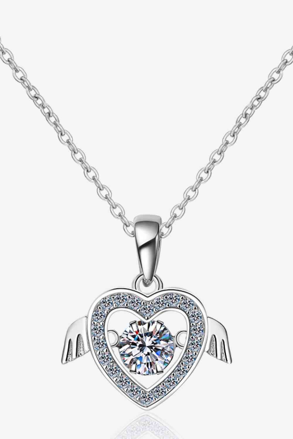 Moissanite 925 Sterling Silver Angel Heart Necklace