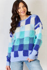 Don't Be Blue Checkered Sweater