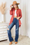 Open Front Cardigan in Coral