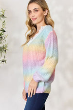 Rainbow Gradient Crochet Detail Sweater