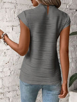 Mock Neck Cap Sleeve T-Shirt (Multiple Colors)