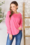 Pinky Round Neck Long Sleeve Top