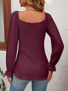 Tie Front V-Neck Puff Sleeve Blouse (Multiple Colors)