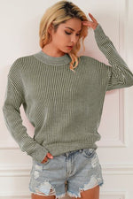 Striped Mock Neck Sweater (Multiple Colors)