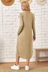 Pocketed Round Neck Long Sleeve Tee Dress (Multiple Colors)