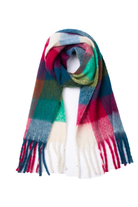 Checkered Polyester Blanket Scarf (Multiple Styles)