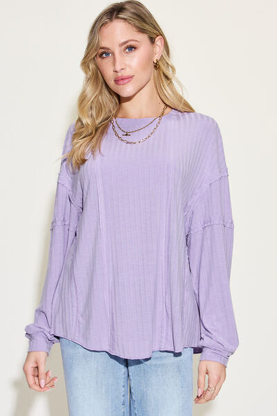 Ribbed Long Sleeve T-Shirt (Multiple Colors)