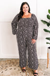 Smocked Jumpsuit In Classic Black & White Leopard