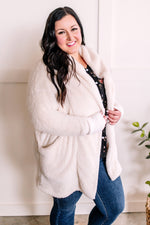 Open Front Hooded Teddy Cardigan With Pockets In Ivory