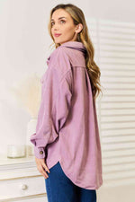 Cozy Button Down Shacket in Lavender