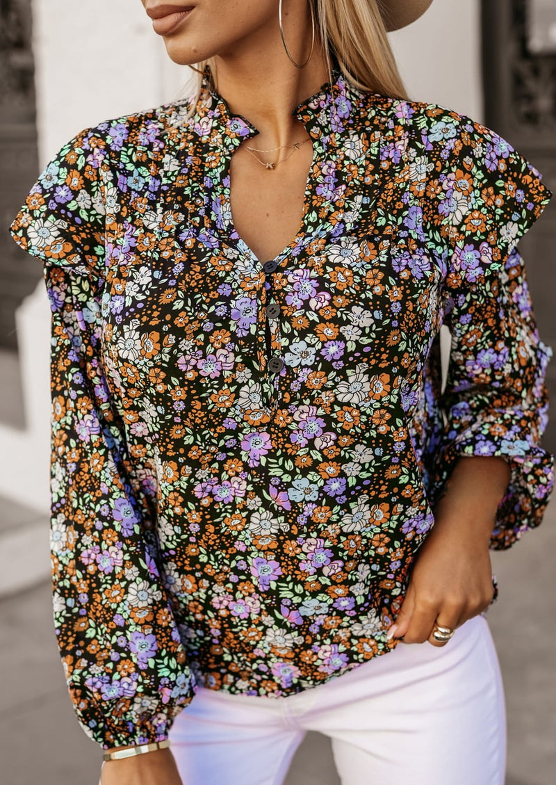 Floral Notched Neck Blouse