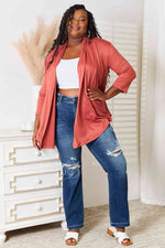 Open Front Cardigan in Coral