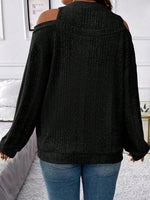 Round Neck Cold Shoulder Sweater (Multiple Colors)